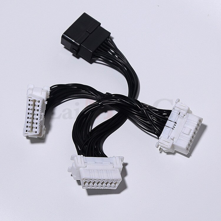 Car Diagnostic Electronic Wire Cable OBD2 16PIN Male to 3 Female For ELM327 OBD2 16PIN Connector Adapter White Wire