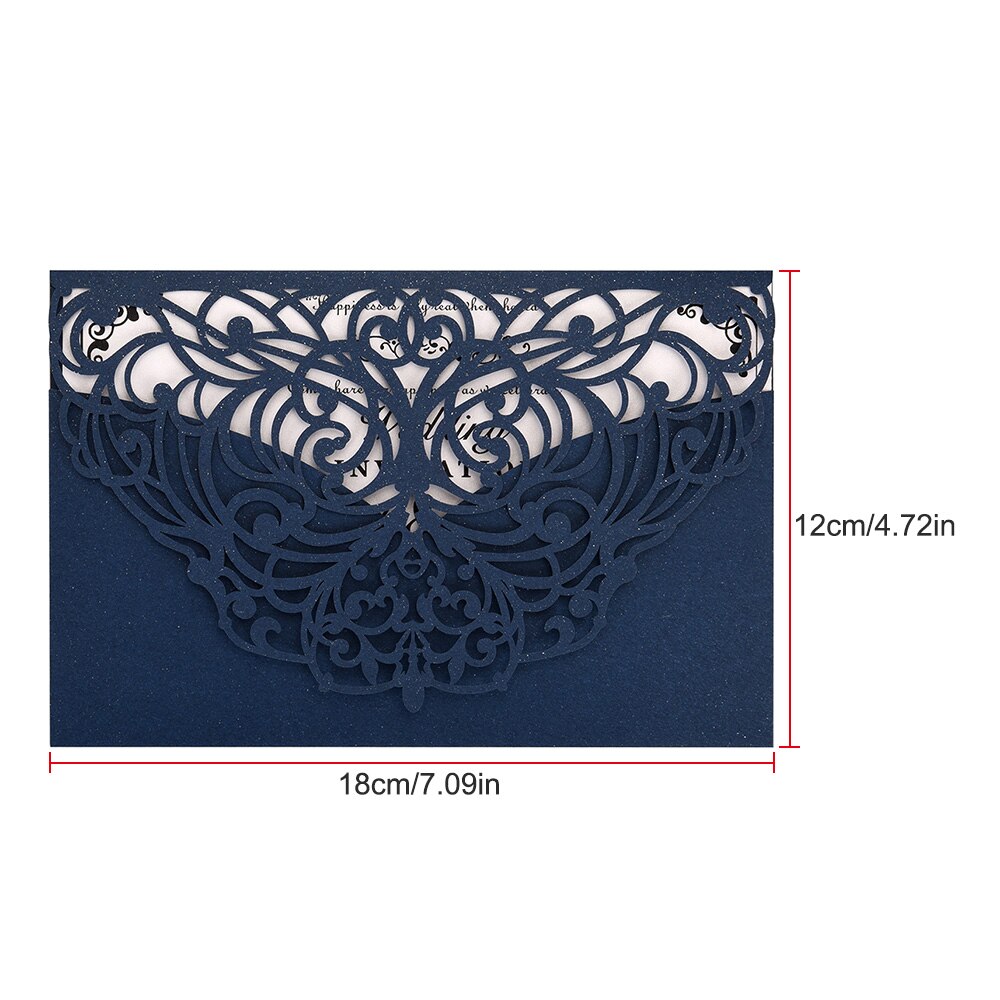 10Pcs Pearl Paper Invitation Cards Delicate Carved Floral Pattern Invitation Cards Blue Card For Wedding Engagement Anniversary