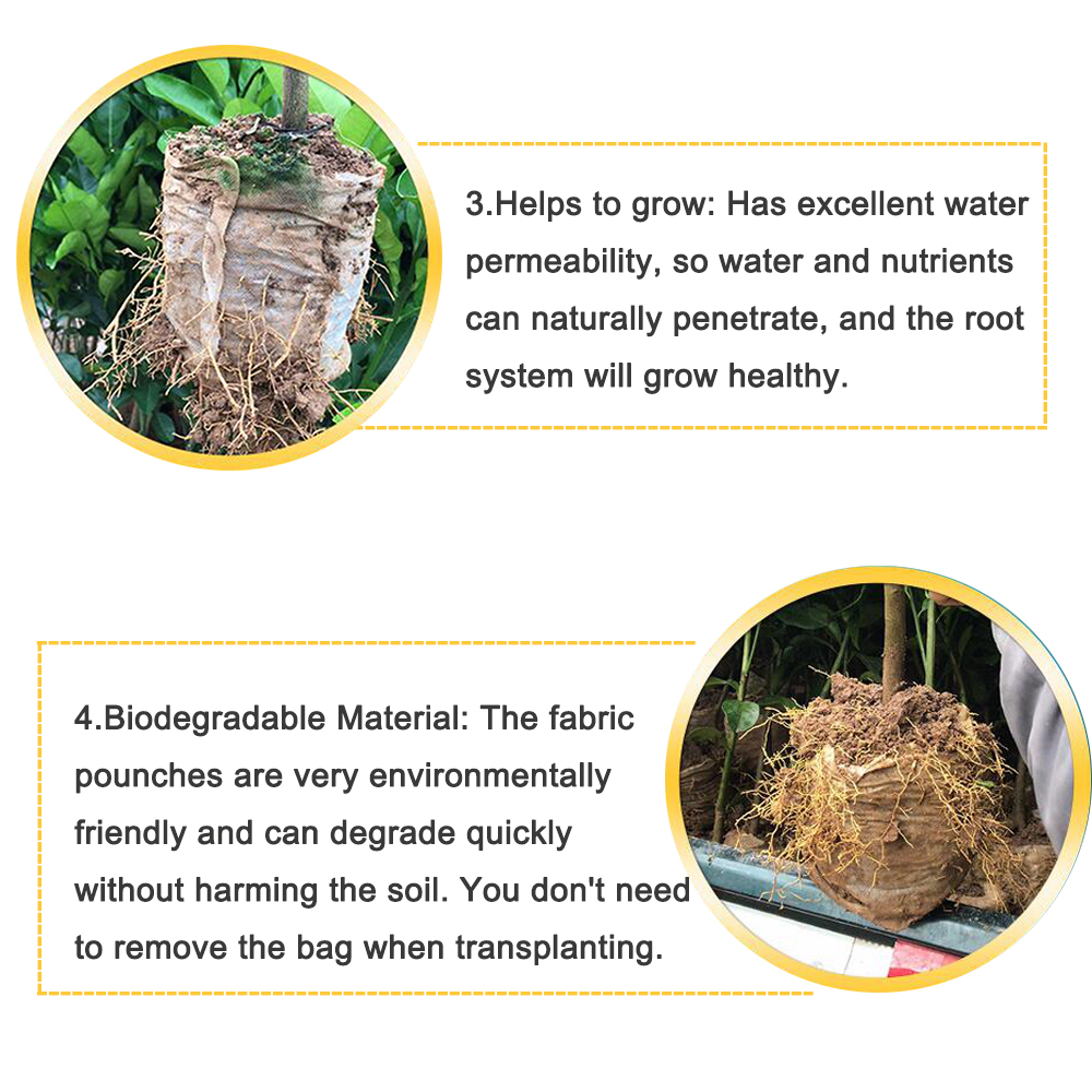 100X Biodegradable Nursery Bags Garden Nonwoven Fabric Plant Grow Bags Seedling Eco-Friendly Ventilate Bag