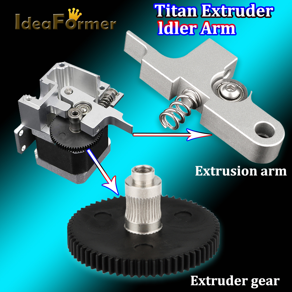 Brazo tensor extrusor Titan Aero mejorado para artillería Genius Sidewinder X1, totalmente metálico, 1,75mm, extrusora de pieza de impresora 3D negra y plateada