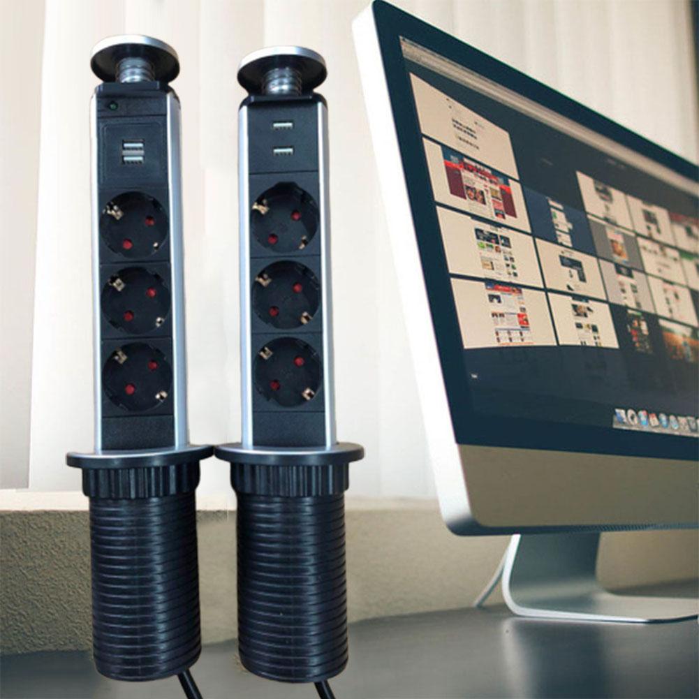 Eu Plug Keuken Kantoor Tafel Bureau Elektrische Socket Usb-poort Opladen Stopcontact