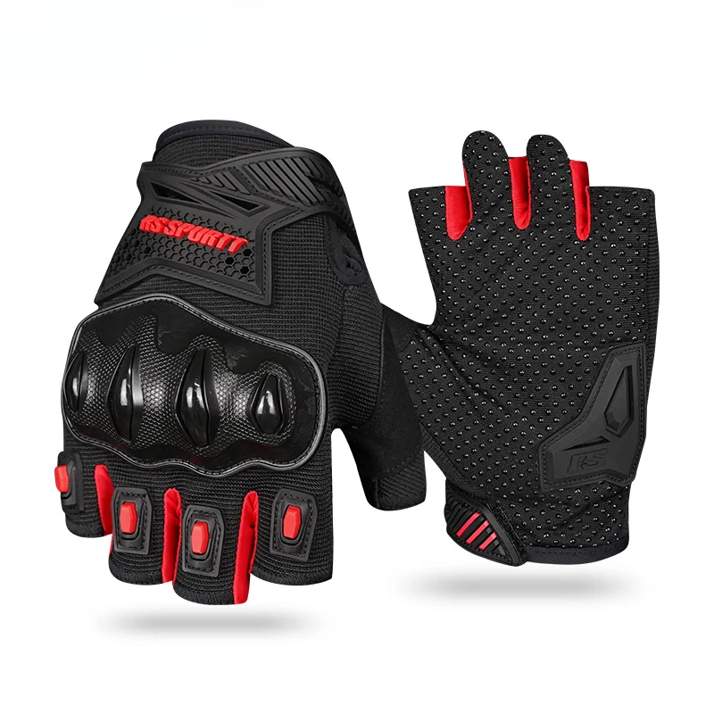 Guantes protectores de ciclismo transpirables, guantes de motocicleta para hombres y mujeres, guantes de verano con protección absorbente de golpes de medio dedo