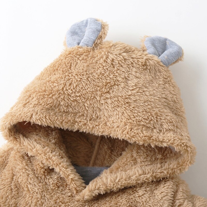 Ropa de invierno para bebés, ropa de invierno para niños, Sudadera con capucha de oso de dibujos animados, abrigo de invierno de manga larga para bebés, chaqueta cálida para niños de 1 a 6 años