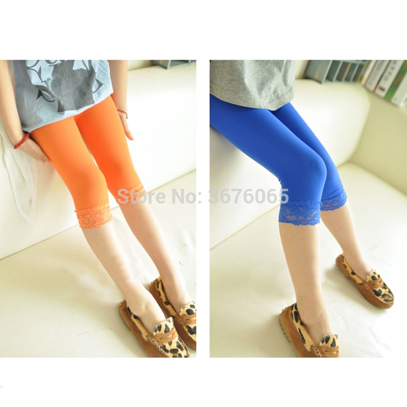 3-12Y Baby Meisjes Candy Kleur Leggings Kinderen Broek Meisjes Kant Broek Kinderen Lente Herfst Leggings Knie Kalf Enkellange Broek