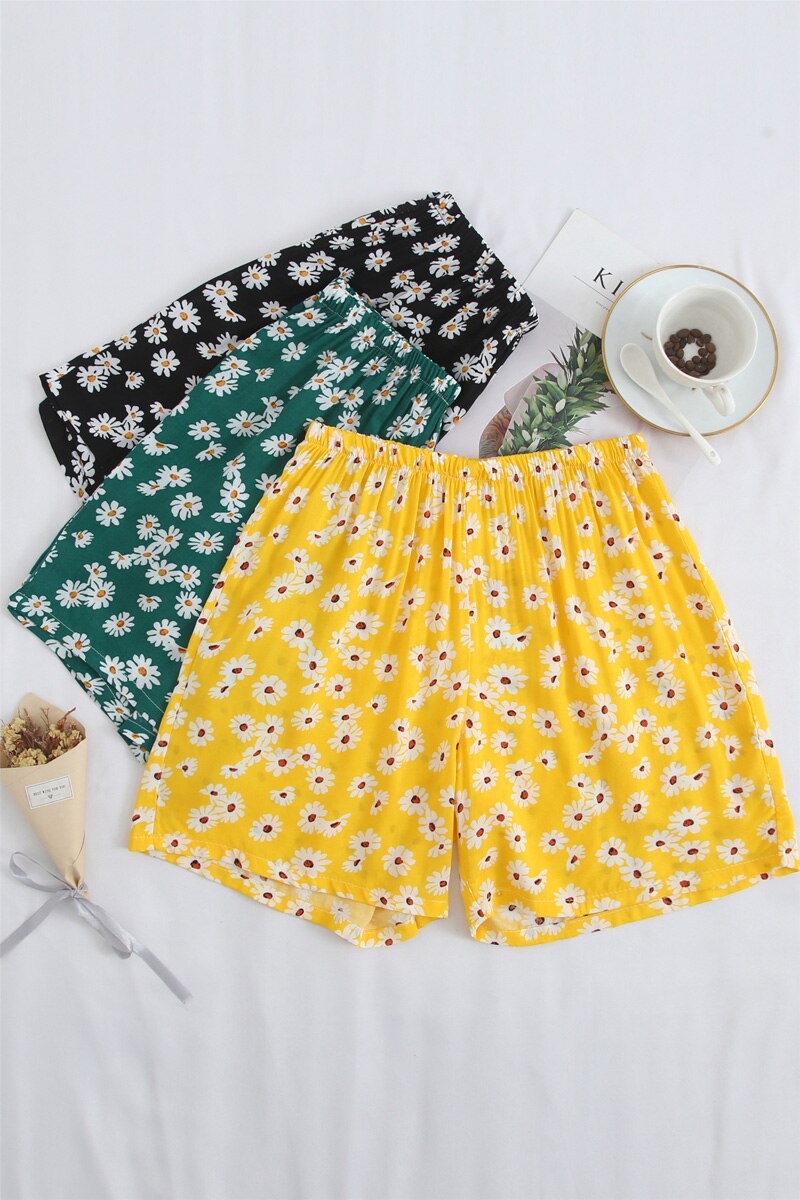 Loose smooth comfortable women's sleep bottoms floral print female home wear pants