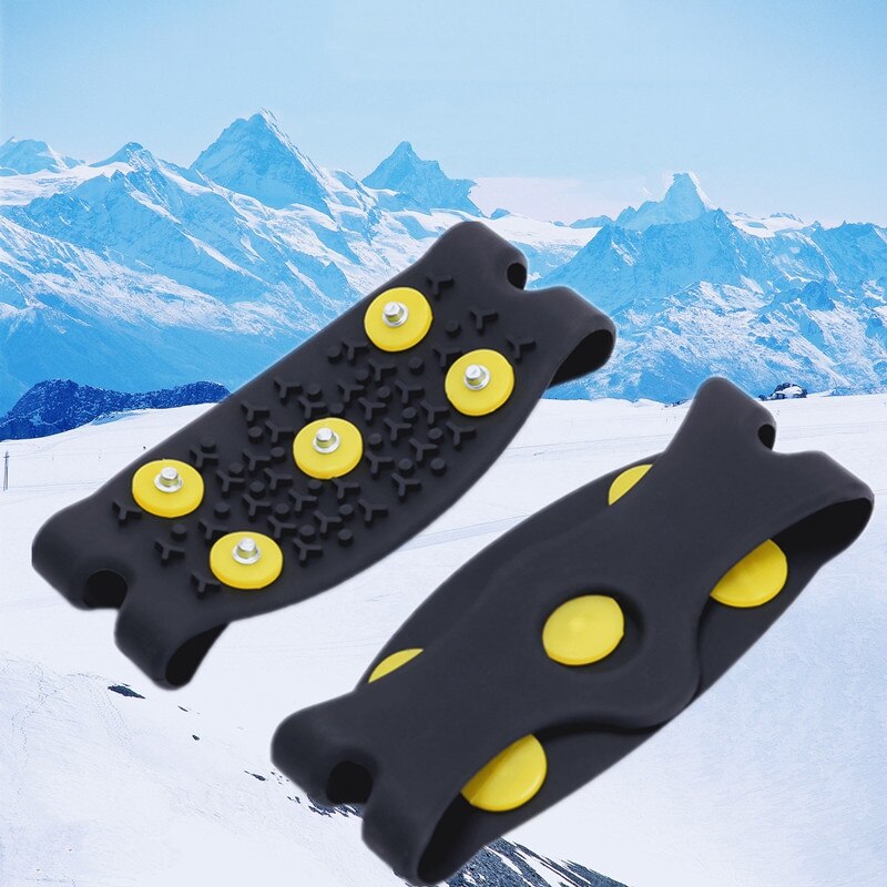 Garras de hielo antideslizantes Unisex, clavos para escalar, sujeción de los zapatos de madera contrachapada, juego de botas, 1 par de 5 clavos de silicona