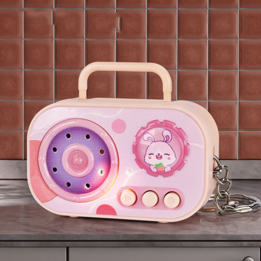 Puede grabar música grabadora que cambia de voz llavero grabadora de casete con música grabadora de cinta Retro llavero cinta grabable: Negro