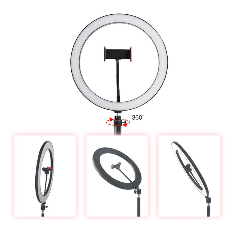 Dimmable LED Selfie Ring Light with Tripod USB Selfie Light Ring Lamp Big Photography Ringlight with Stand for Cell Phone Studio