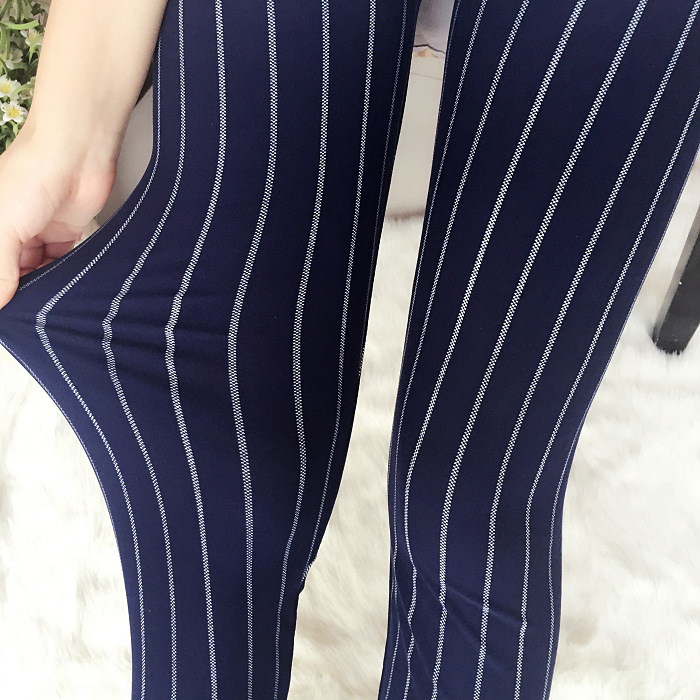 Negro y blanco Vertical rayas impresas mujeres Leggings Casual elasticidad tobillo-longitud pantalón Mujer Fitnes Legging: 4