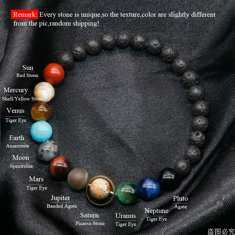 Pulsera con piedra Natural hecha a mano para hombre y mujer, brazalete con sistema Solar, Galaxia, universo, joyería MY99,