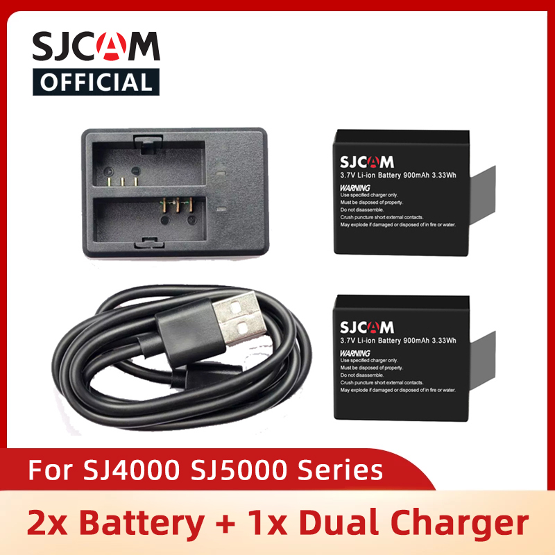 Sjcam 2Pcs SJ4000 Batterij Oplaadbare Batterij + 1Pcs Dual Charger Voor SJ4000 SJ5000 SJ5000X SJ4000 Air Actie Camera