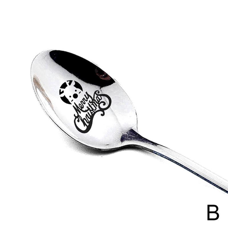 Year Metal Merry Christmas Spoons Xmas Party Tableware Ornaments Christmas Decorations for Home Table Navidad Noel: B