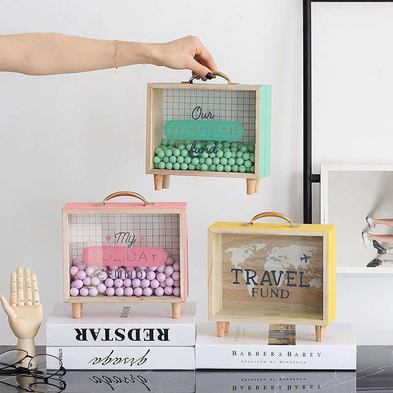 ins elegante arte legno salvadanaio salvadanaio telecamera da letto scrivania decorazione scatola di immagazzinaggio accessori