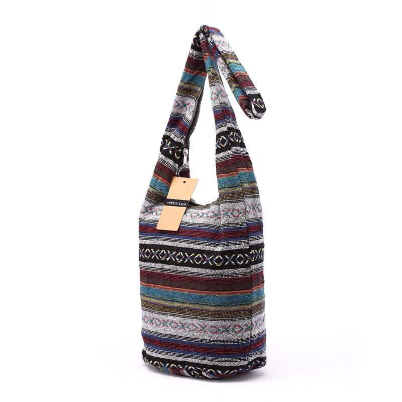 Kvinnor vintage axelväska mochila retro vävtyg messenger väska bohemisk stil hippie aztec folk tribal crossbody väska