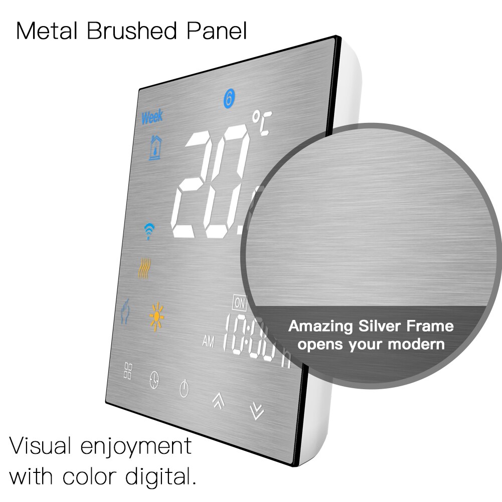 Moes Tuya ZigBee Smart Thermostat for Water/Electric floor Heating Water/Gas Boiler Brushed panel 2MQTT Alexa Google Smart Life