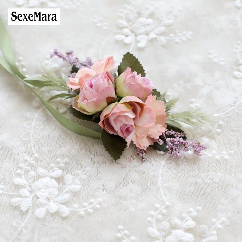 Sexemara bruiloft gala corsage ceremonie bloemen broche bruiloft corsages bruidegom bruidsjonkers knoopsgat bloemen corsage