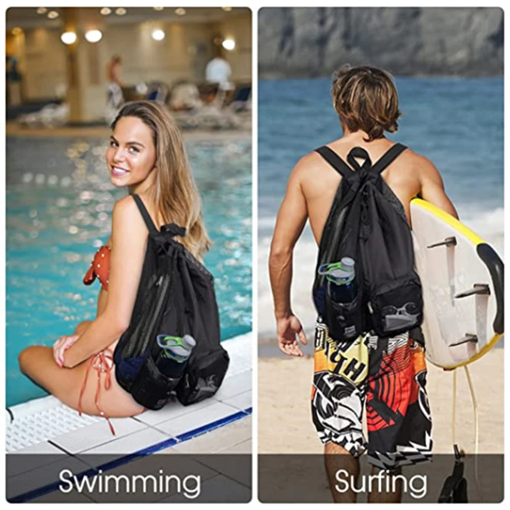 Drawstring Beach Storage Bag Sports Backpacks Basketball Bag Men Women Beach Backpacks Summer Swim Rucksack Mesh Sports Bag