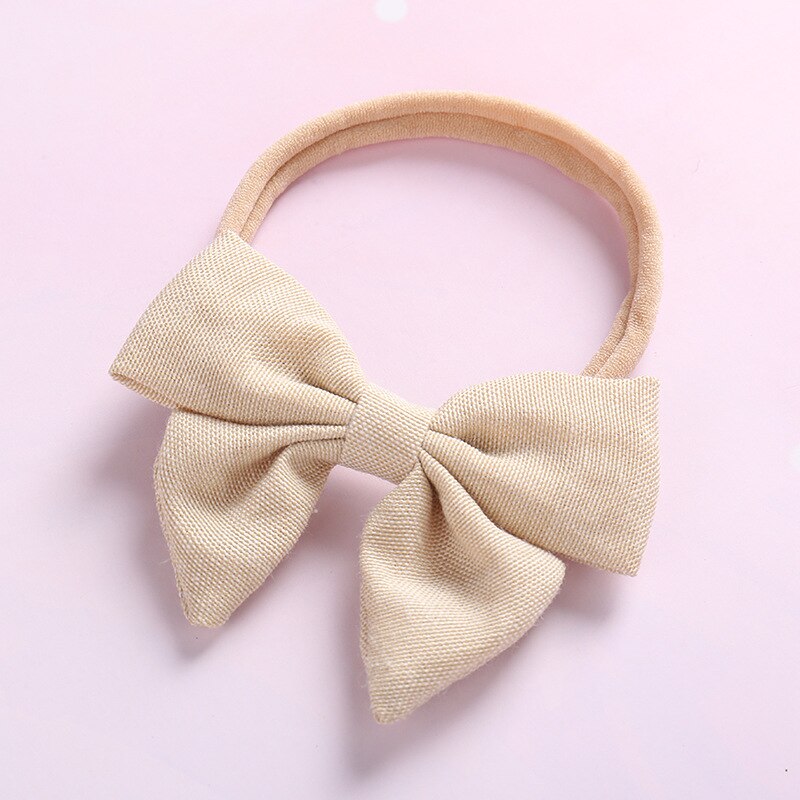 Diademas para el pelo de nailon para niña, banda de cabeza elástica con lazo, accesorios de pelo para niñas, 1 Uds.: Beige