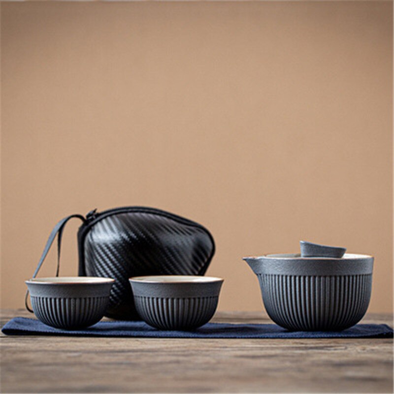 Portable Travel Tea Set Ceramic Teapot Kettle Quik Pots One Pot And Two Cups Teaware Chinese Drink Teapots Tea Cup Friends: Chocolate