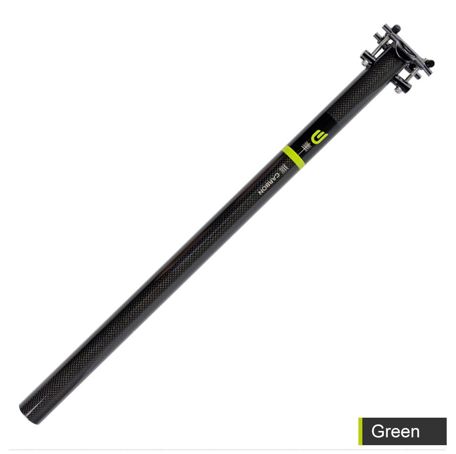 DODICI Full Carbon fiber Bicycle Seatpost 31.9/33.9/34.9*580mm 3K Glossy Folding Bike Seat Tube Ultralight Straight saddle pole: Green 31.8x580mm