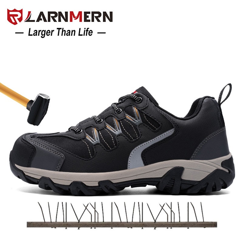 LARNMERN-Zapatos de seguridad para el trabajo para hombre, calzado ligero y transpirable con punta de acero, antideslizante, antigolpes, informal, para construcción o fábrica, cómodo