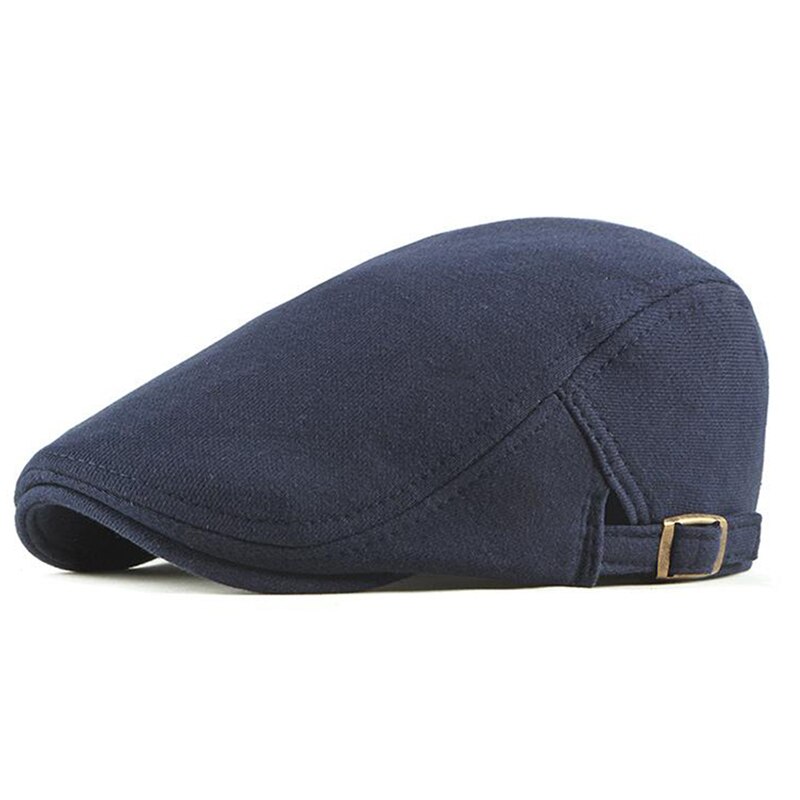 Vintage Mens Flat Ivy Cap Newsboy Gatsby Hat Women Pure Beret Hat Autumn Winter Warm Cotton Hat For Unisex: Navy blue