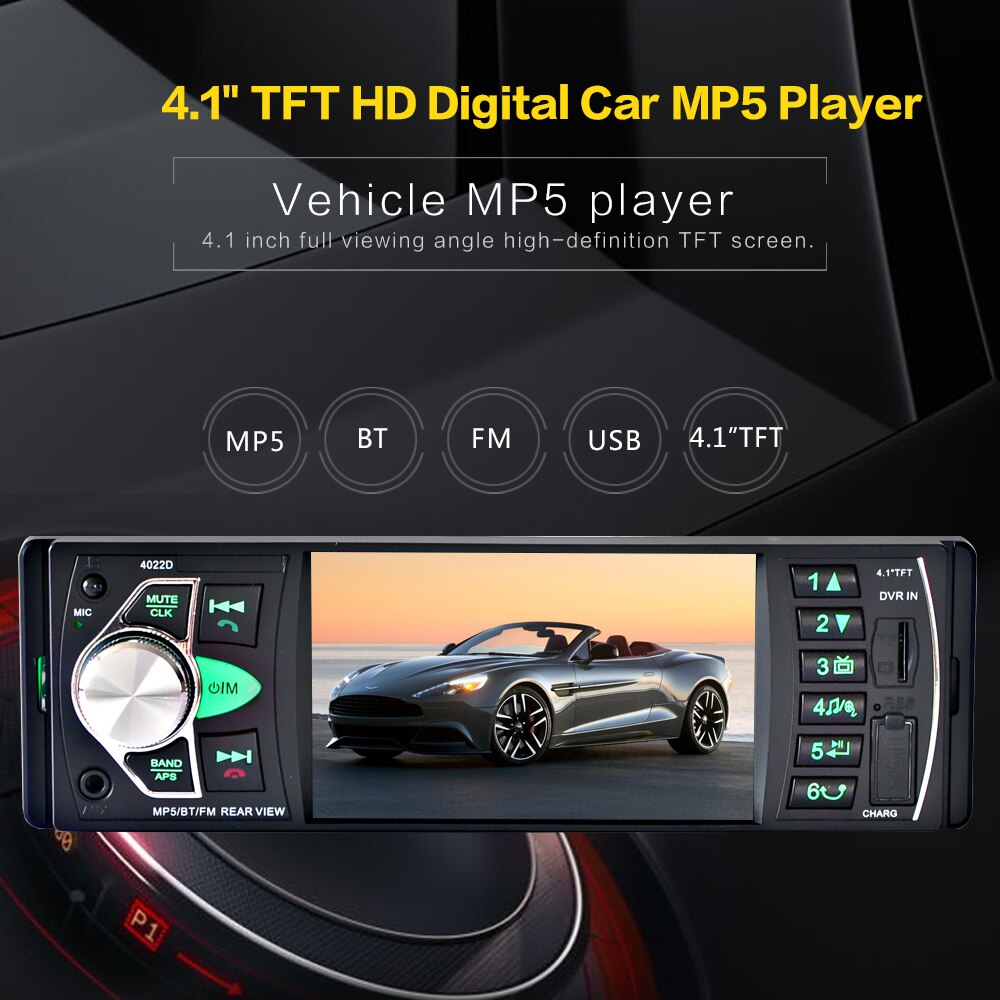 1 Din Auto Radio 4.1 "Autoradio 12v Stereo RDS Bluetooth Auto Audio Met Achteruitrijcamera MirroLink USB/ TFT/FM MP5 Speler