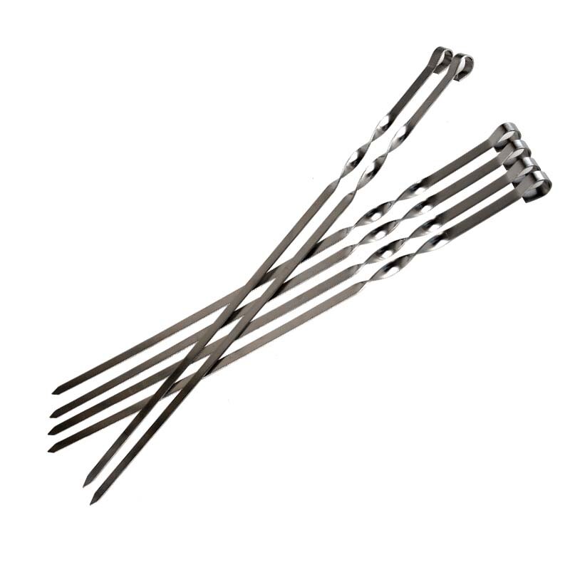 Grillspieße Edelstahl Flach – 12 Stück, 43,2 Cm, Mit Ringkopf, Für Kabobs & Grillfleisch