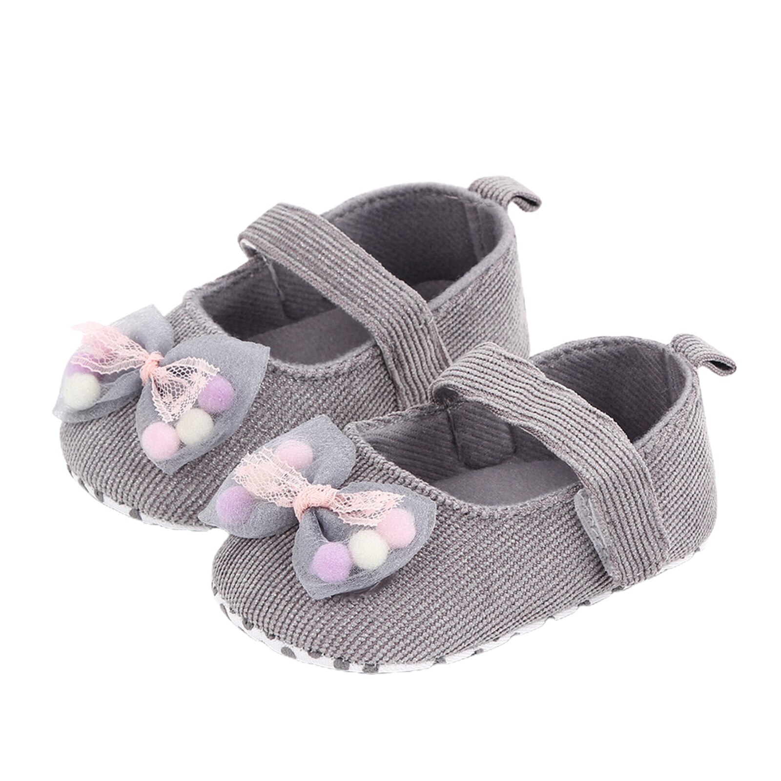 Girl's Solid Princess Shoes Soft Anti-Slip Flats Sole Baby Shoes with Bowknot Decoration 0-18M Baby First Walkers Shoes