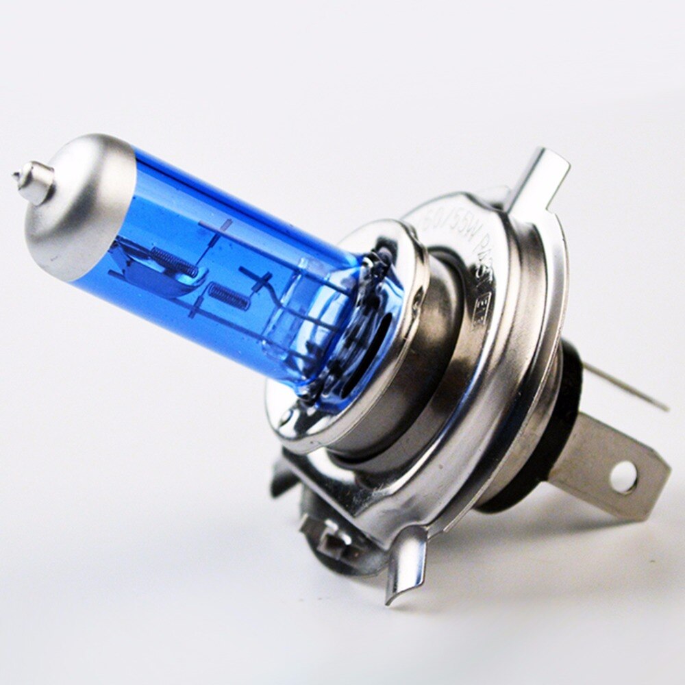 Lâmpada de halogêneo h4 12v 60/55w 5000k, lâmpada halógena xenon vidro azul escuro super branco 2 peças