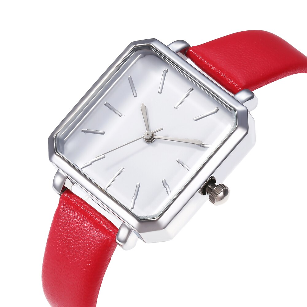 Topmerk vierkante dames armbandhorloge met gecontracteerd leer en kristal polshorloges damesjurk dames quartz klok dropshipping