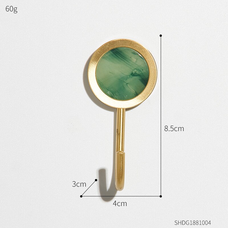 Nordic Home Decoration Accessories Brass Round Hook Living Room Wall Decoration Adhesive Hangers Key Hook Wall Hanger: D