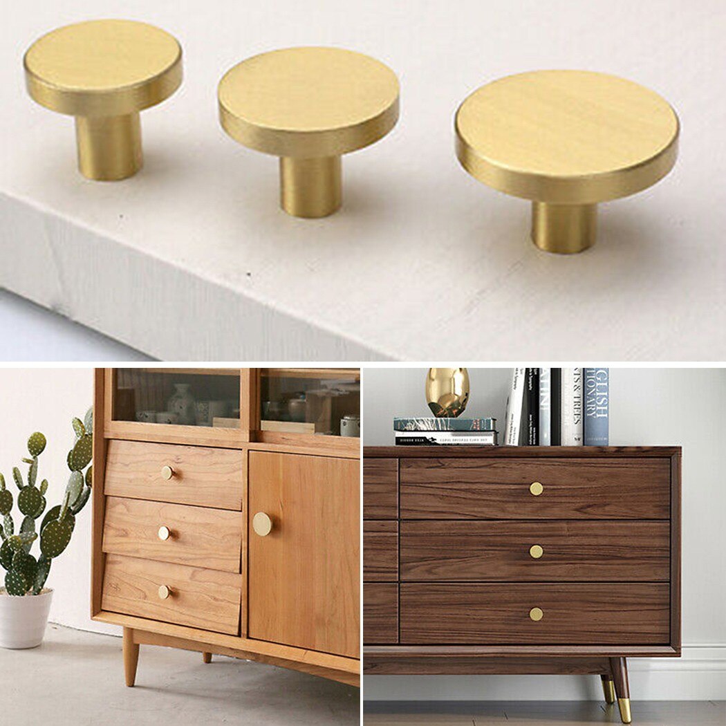 Hardware Handles Pull Kitchen Knobs Modern Polished Round Satin With Screw