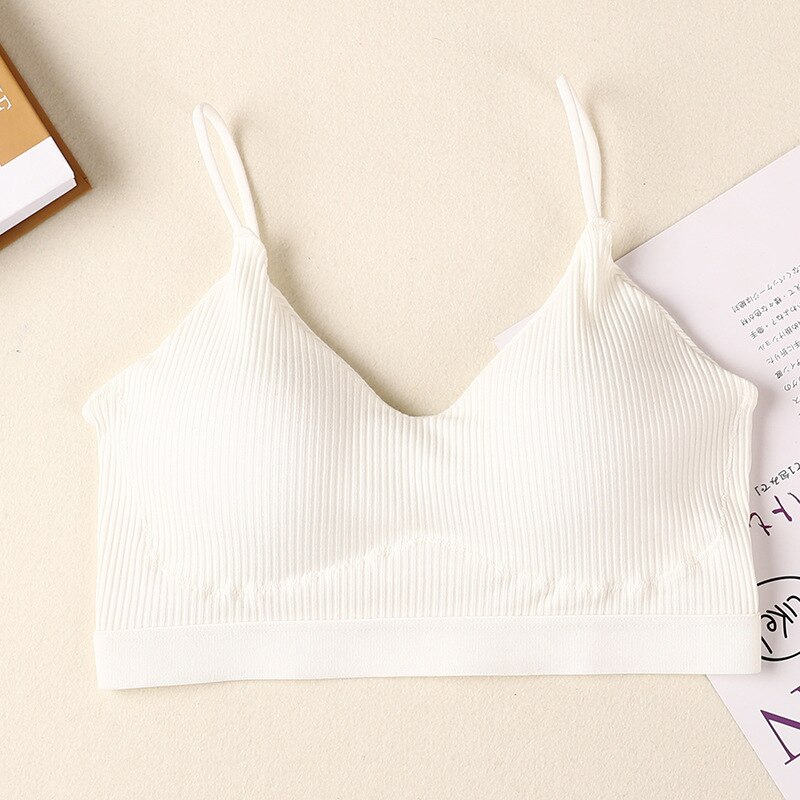 Sujetador deportivo de algodón para mujer, Top de tubo Push Up, Top de belleza para Yoga, chaleco con correa para gimnasio, correr, Fitness, ropa interior, BH: Blanco