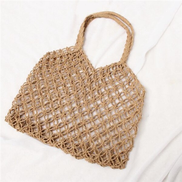 Multi-styles Straw Bags Handmade Summer Woven Beach Ladies Shoulder Bag Bohemia Bali Travel Female Handbags: Style 3-Light Coffee
