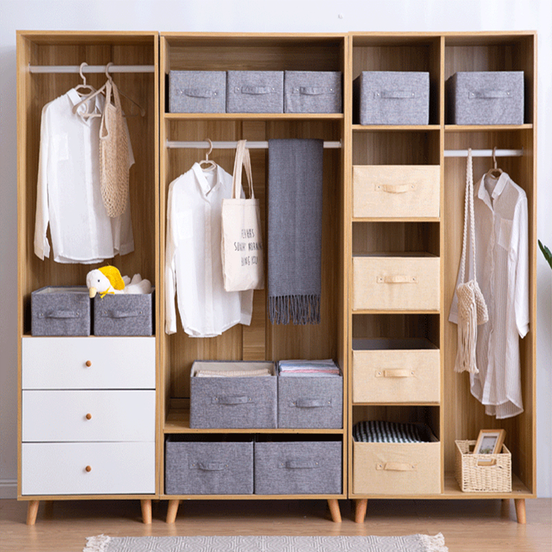 Storage Box Stackable Fabric Clothes Bag Bins Washable Cotton Linen Space Saving Foldable Clothing Storage Basket Orgaizador