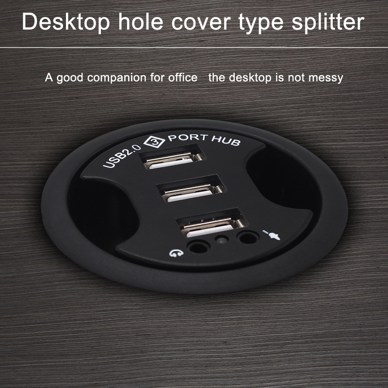 USB Hub USB 2.0 Desktop Grommet USB 2.0 Hub Audio Desk Mount Adapter 3 Port Mount In Desk Multi USB 2.0 Ports