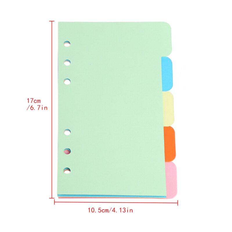 5 stk genopfyldning 6- huls blankt farverigt papir til  a5 a6 løvblade bindemiddelbøger