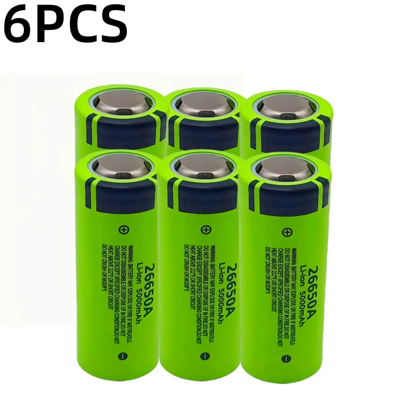 100% brand ,original,high,true capacity 26650A 5000mAh 3.7V lithium-ion rechargeable battery 26650 flashlight: Gold
