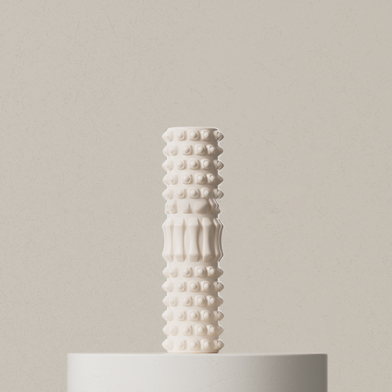 30cm Hollow Core Foam Massage Roller Dual-Sided Muscle Relaxation Portable Home Gym Equipment For Pilates: Ivory