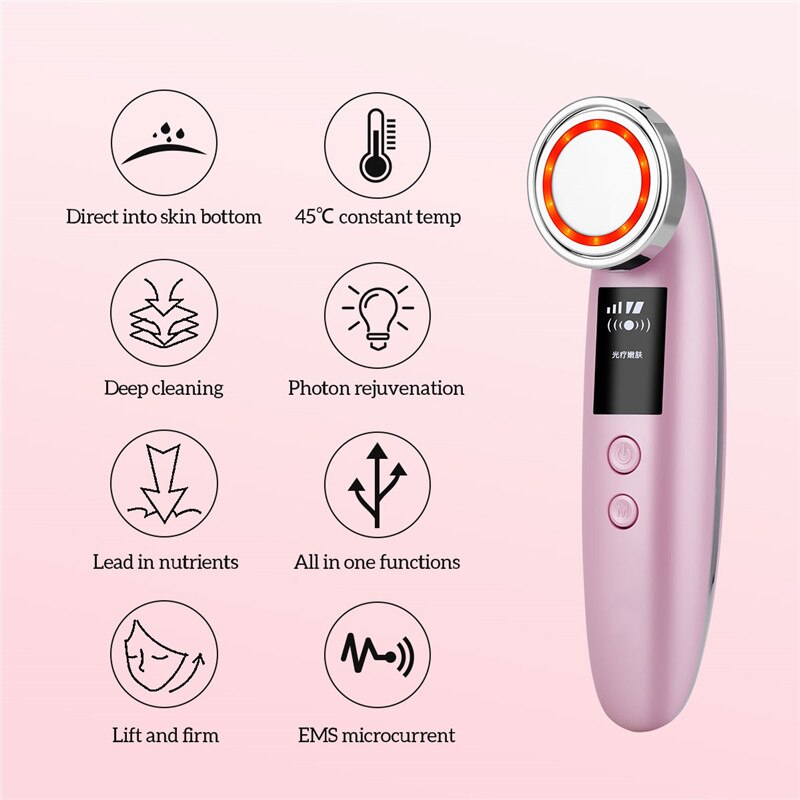 LED RF Photon thérapie peau du visage levage rajeunissement dispositif de Vibration Machine EMS Ion microcourant mésothérapie masseur