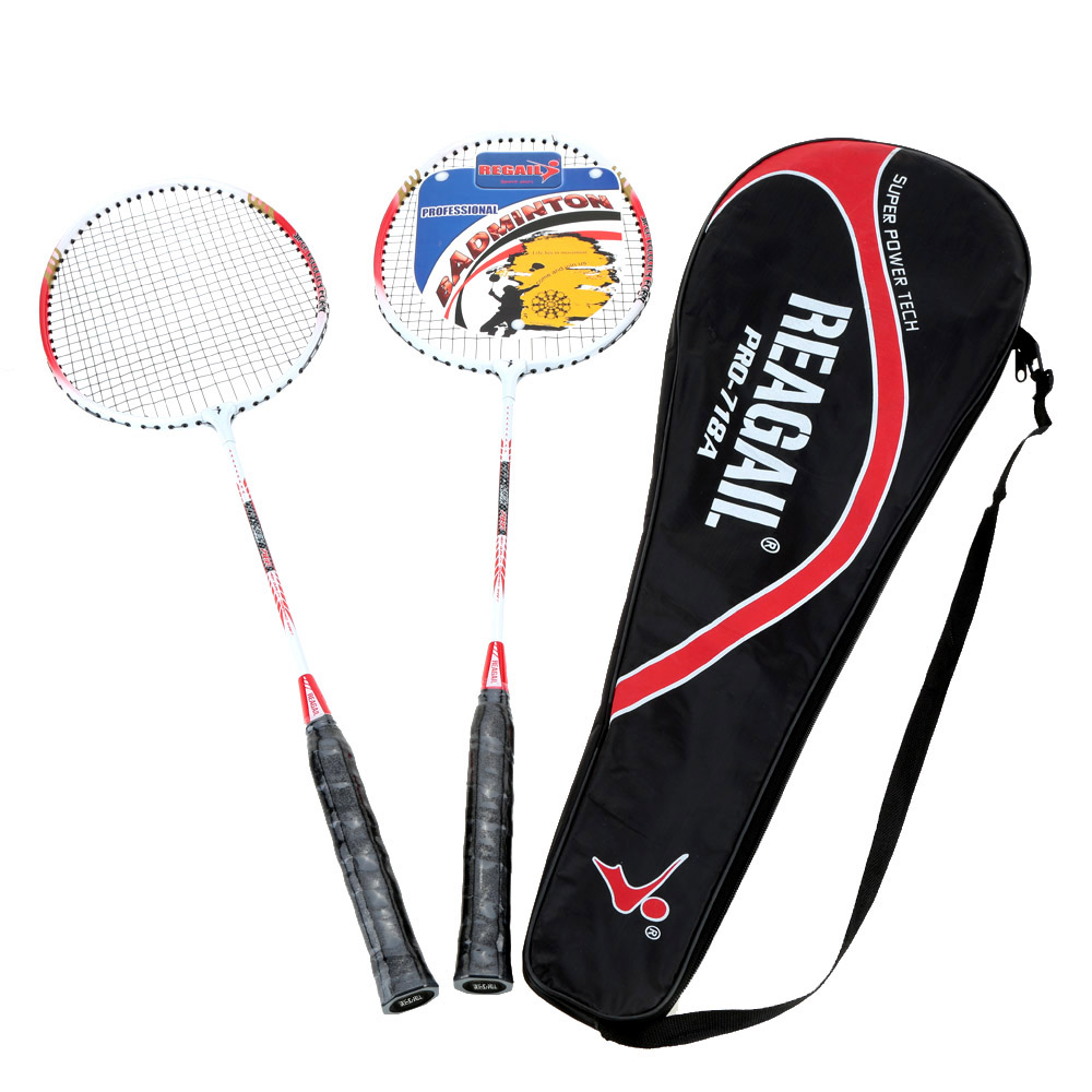 2Pcs Training Badminton Racket With Carry Bag Sport Equipment Durable Lightweight Aluminium Alloy Badminton Racket: Red