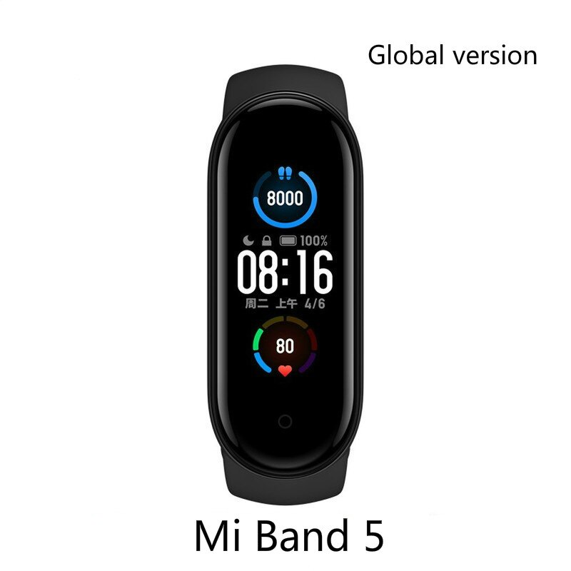 Xiaomi mi band 5 global version band 4 band 3 smart armband färgglad skärm puls fitness bluetooth vattentät sömnmonitor: 5 global version