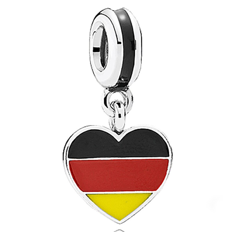 DIY Charm France Germany Spain USA Russia Love Heart Flag Pendant 925 Sterling Silver Bead Fit Original Bracelet Jewelry: 5