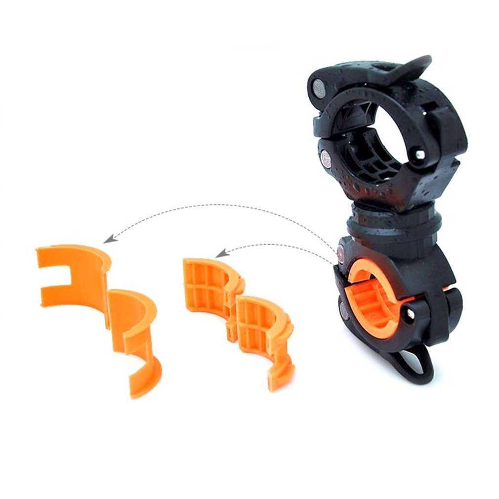 Bike 360 Degree Rotation Bicycle Seatposts Clamps Double LED Light Holder Front Flashlight Pump Handlebar Bike Accessory