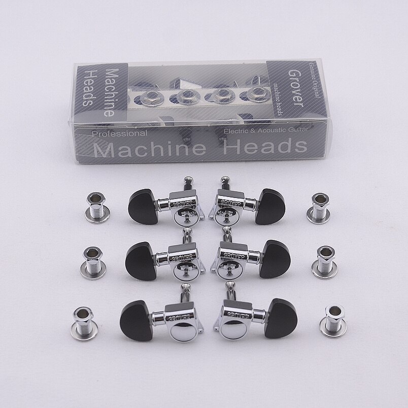 Clearance . 1 Set Original Genuine Grover Guitar Machine Heads Tuners Plastic Button: Chrome 1 Set