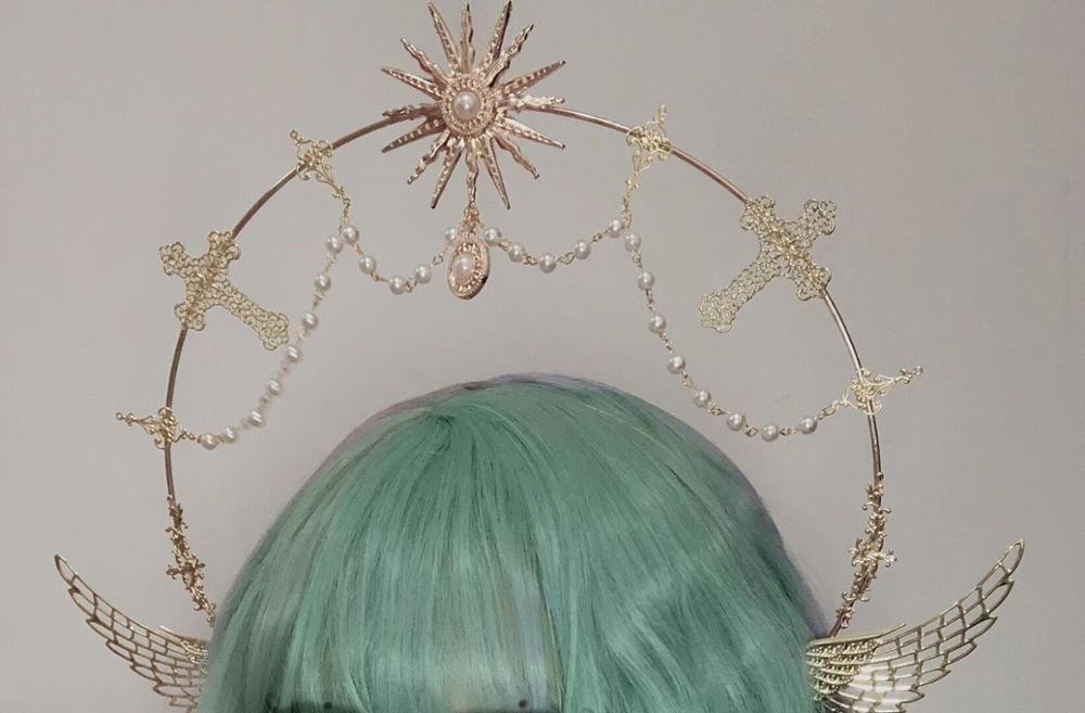 Lolita déesse Halo perle chaîne KC cheveux cerceau cheveux accessoire empereur Style politique Hanfu Lolita magnifique cheveux couronne Cosplay