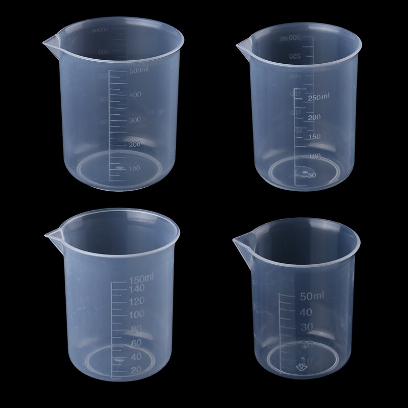 4Pcs Reusable 50-500ml Liquid Measuring Cup Jug Plastic Graduated Surface Container Cup Kitchen Tool Measuring Jugs