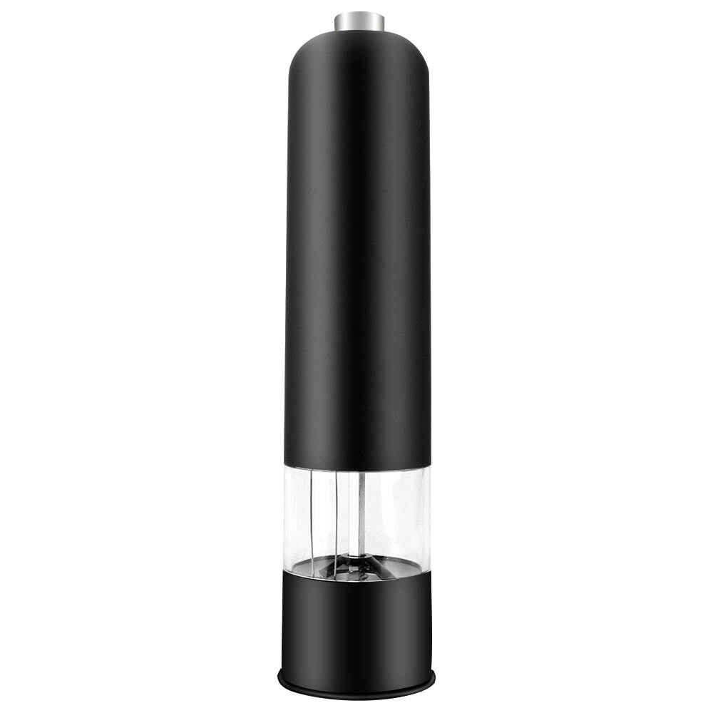 Botella de condimentos para cocinar, molinillo de especias con luz LED, para restaurantes, accesorios de cocina, pimienta, molinillo de sal automático eléctrico: Negro