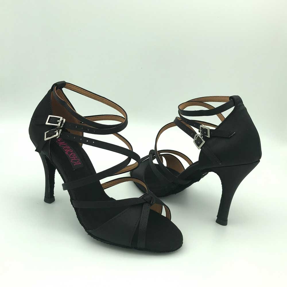 9cm szpilki łacińskie buty do tańca dla kobiet buty Salsa dropshipping modne buty MS6209BLKS na niskim obcasie dostępne za darmo